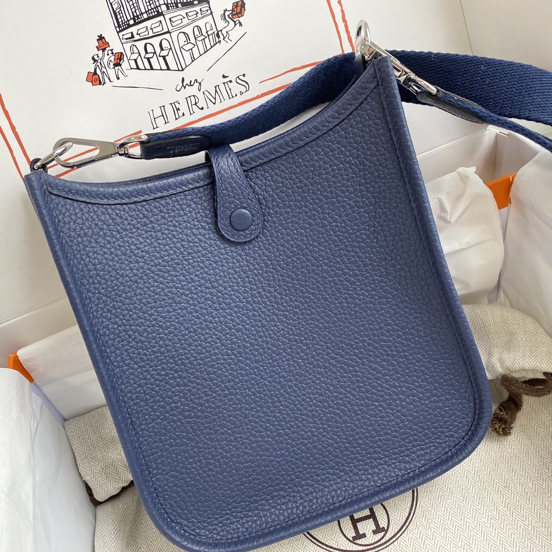 에르메스 미니 에블린16 블루뉘 인디고 은장